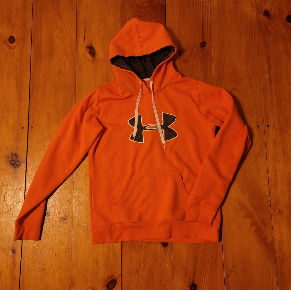 Mens M Underarmour Orange Storm Hoodie